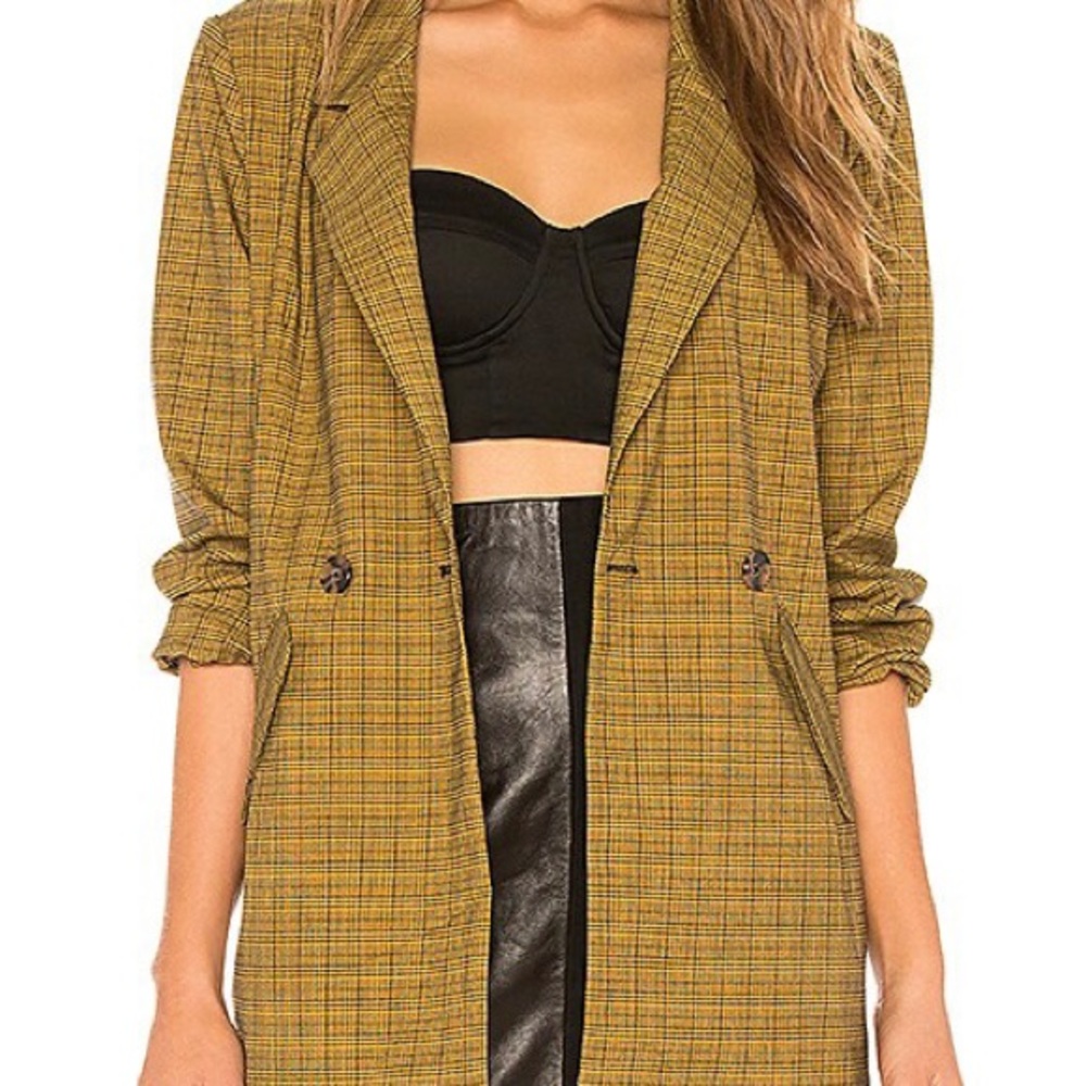L’Academie Yellow Plaid Blazer